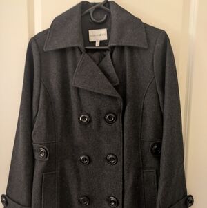 Women's Charcoal Double-Breasted Peacoat
